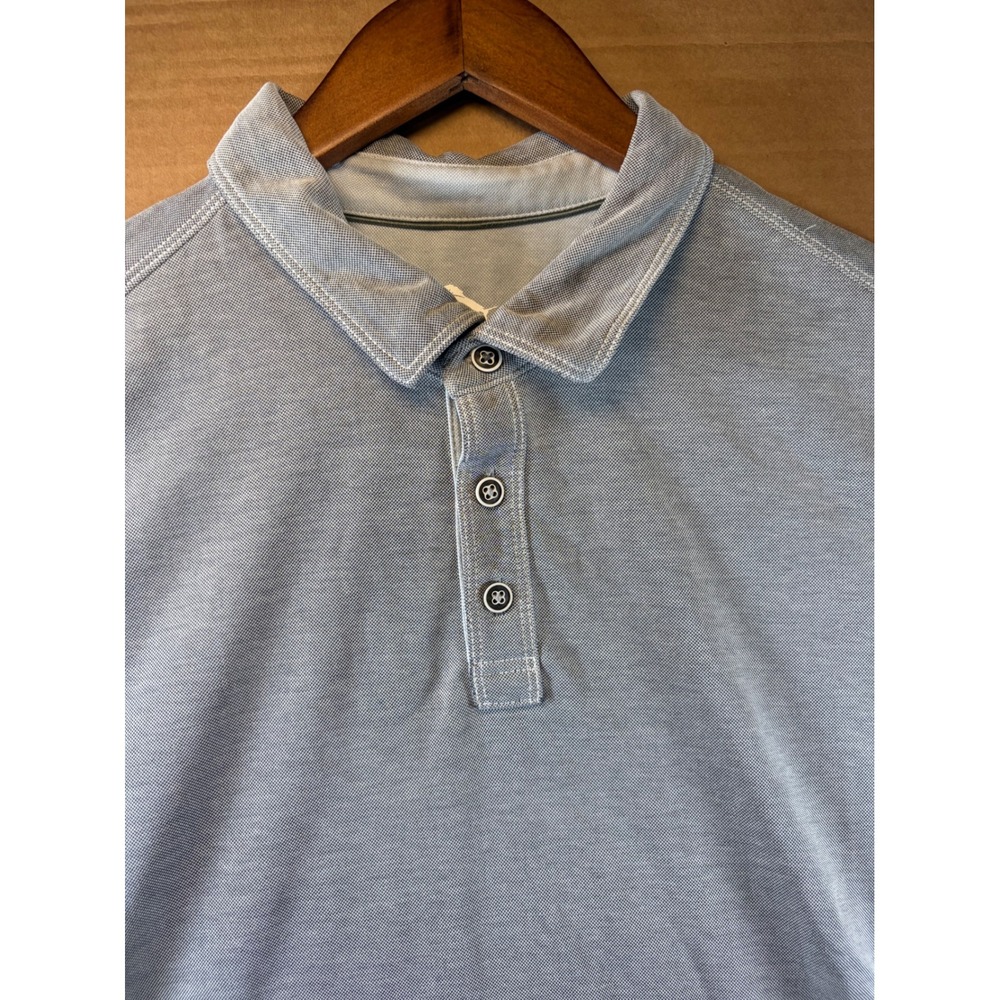Tommy Bahama Mens XL TG Light Blue Polo Shirt Tencel Lyocell Blend Short Sleeve